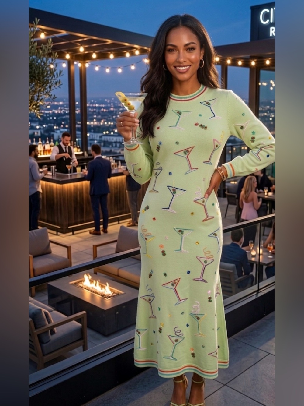 New! Queen of Sparkles Green Sequin Cocktail Knit Dress